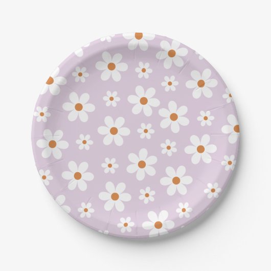 Assiettes En Carton Super Retro Daisy Purple (Devant)