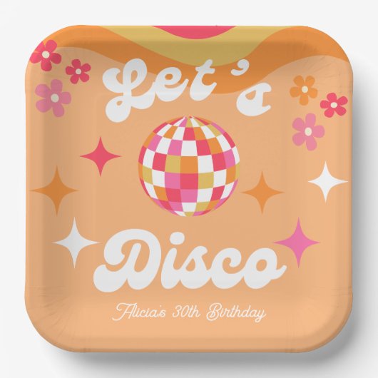 Assiettes En Carton Super Retro les années 70 Disco N'importe quel âge (Recto)