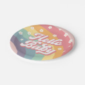 Assiettes En Carton Super Retro les années 70 Rainbow Daisy Baby showe (Angle)