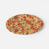 Assiettes En Carton Super Retro Orange Hippie Fleurs Motif (Angle)