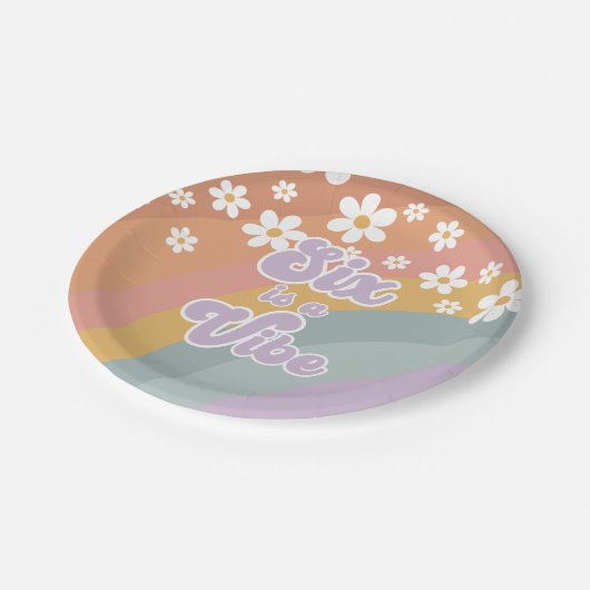 Assiettes En Carton Super Retro six est Vibe Rainbow Paper Plate (Angle)
