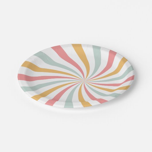 Assiettes En Carton Super Retro Swirl (Angle)