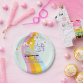Assiettes En Carton Super Rollersking Retro Rainbow Anniversaire (Fête)