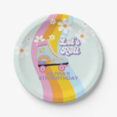 Assiettes En Carton Super Rollersking Retro Rainbow Anniversaire (Devant)