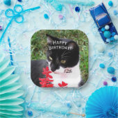 Assiettes En Carton Super Tuxedo Chat dans le jardin personnel (Fête)