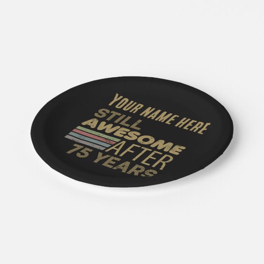 Assiettes En Carton Superbe 75e anniversaire personnalisé (Angle)