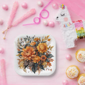 Assiettes En Carton Superbe automne floral (Fête)