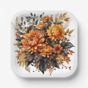 Assiettes En Carton Superbe automne floral