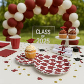 Assiettes En Carton Superbe Bourgogne et blanc