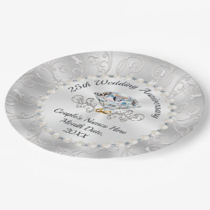 Assiettes En Carton Superbe plaque papier du 25e anniversaire du Maria