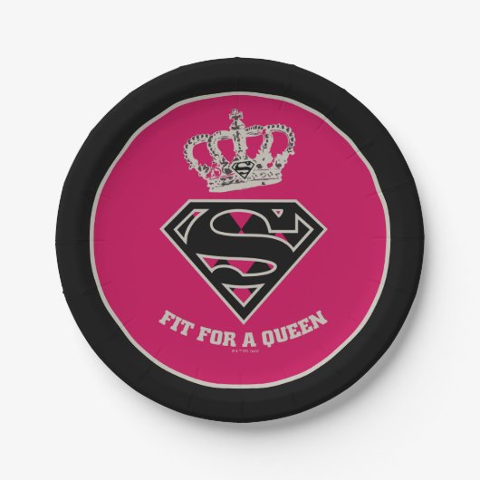 Assiettes En Carton Supergirl S-Shield "Adapté Pour Une Reine" (Devant)