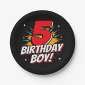 Assiettes En Carton Superhero 5 ans Anniversaire Garçon 5e Anniversair (Devant)