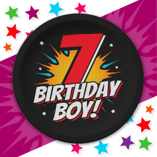 Assiettes En Carton Superhero 7 ans Anniversaire Garçon 7e Anniversair