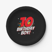 Assiettes En Carton Superhero Anniversaire - 10 ans - 10ème Anniversai (Devant)