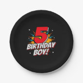 Assiettes En Carton Superhero Anniversaire Garçon - 5 ans - 5e anniver (Devant)