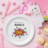 Assiettes En Carton Superhero dynamique 1er anniversaire (Fête)