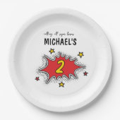 Assiettes En Carton Superhero dynamique 2e anniversaire (Devant)