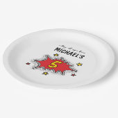 Assiettes En Carton Superhero dynamique 5e anniversaire (Angle)