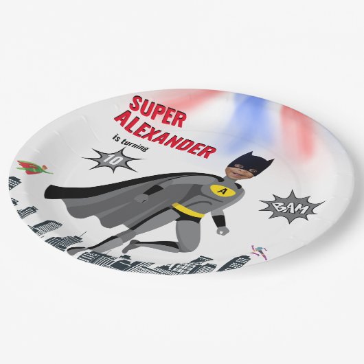 Assiettes En Carton Superhero Extraordinaire Unique Garçon Fabuleux (Angle)