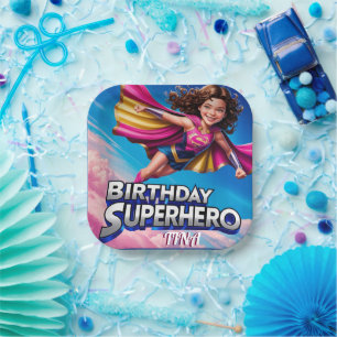 Assiettes En Carton Superhero Power Girl Joyeuse plaque de papier d'an