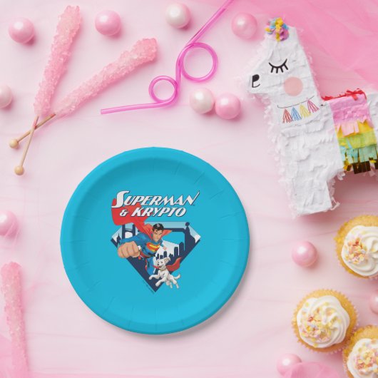 Assiettes En Carton Superman & Krypto Soar (Fête)