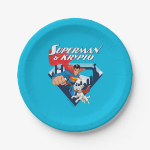 Assiettes En Carton Superman & Krypto Soar