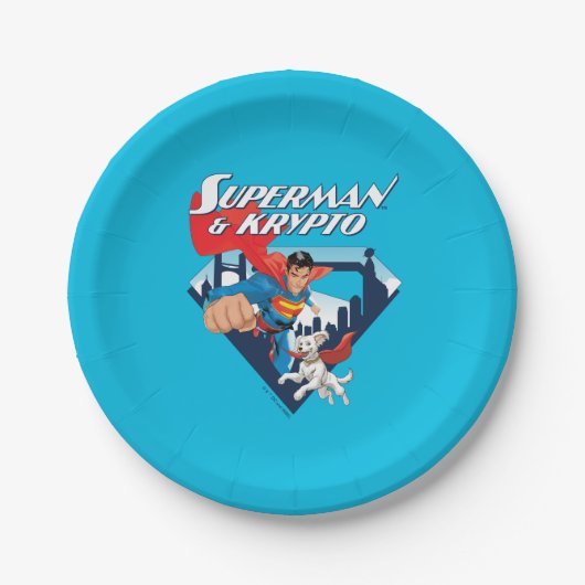 Assiettes En Carton Superman & Krypto Soar (Devant)