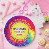 Assiettes En Carton Supermite personnalisée, Plaques papier TIE DYE (Fête)