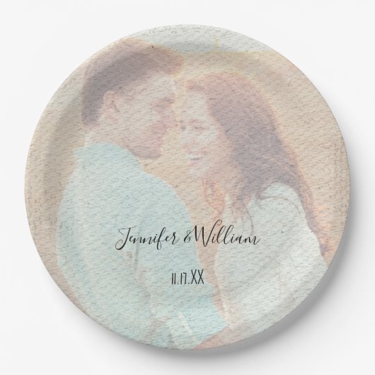 Assiettes En Carton Superposition texturée - Mariage personnalisé (Devant)