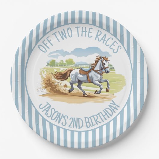 Assiettes En Carton Sur deux courses la fête équestre derby imprimé (Devant)