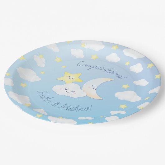 Assiettes En Carton Sur la Lune et les étoiles (Angle)