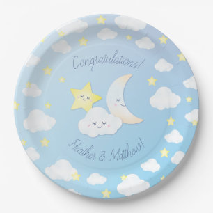 Assiettes En Carton Sur la Lune et les étoiles