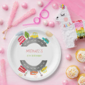 Assiettes En Carton Sur la route joyeuse véhicules garçon anniversaire (Fête)