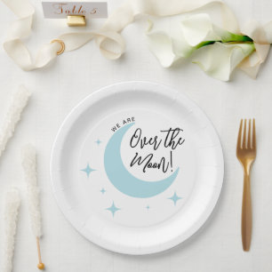 Assiettes En Carton Sur le Baby shower minimaliste de la lune