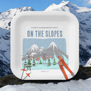Assiettes En Carton Sur Les Pentes Ski De Neige Fin De Semaine