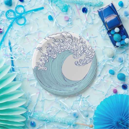 Assiettes En Carton Surf asiatique japonais Vague Art Ocean Art (Fête)