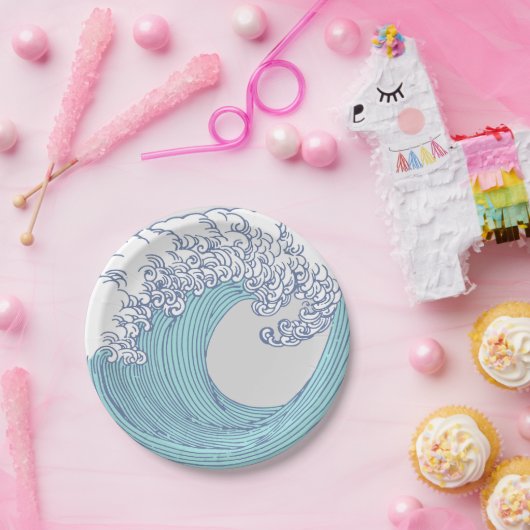 Assiettes En Carton Surf asiatique japonais Vague Art Ocean Art (Fête)