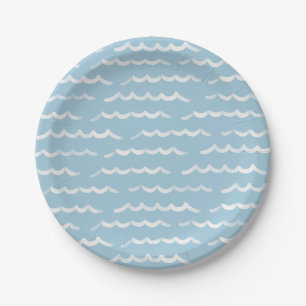 Assiettes En Carton Surf Blue Beach Waves Anniversaire