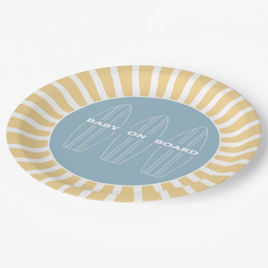Assiettes En Carton Surf Board Baby Shower - Custom Gender Neutral (Angle)