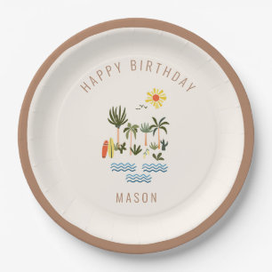 Assiettes En Carton Surf d'été Anniversaire de la fête