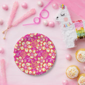 Assiettes En Carton Surf JUNGLE (COMBO ROSE CHAUDE) (Fête)