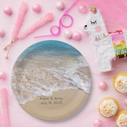 Assiettes En Carton Surf océanique et mariage sur la plage (Fête)