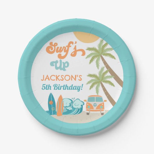 Assiettes En Carton Surf Surf Beach Plaques papier fête d'anniversaire (Devant)