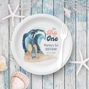 Assiettes En Carton Surf The Big One Beach Baby 1er anniversaire