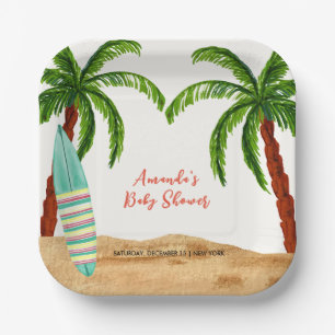 Assiettes En Carton Surf tropical bébé à bord Baby shower