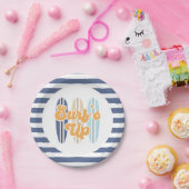 Assiettes En Carton Surf Up Surboard Beach Plaques en papier d'anniver (Fête)