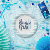 Assiettes En Carton Surf Up Surboard Beach Plaques en papier d'anniver (Fête)