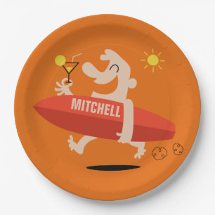 Assiettes En Carton Surfer avec Cocktail plaques de papier de nom pers