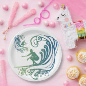 Assiettes En Carton Surfer cool Riding Turquoise Blue Ocean Waves (Fête)