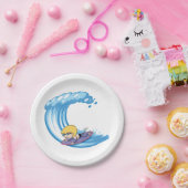 Assiettes En Carton Surfing Boy Blue Wave Paper Plates (Fête)